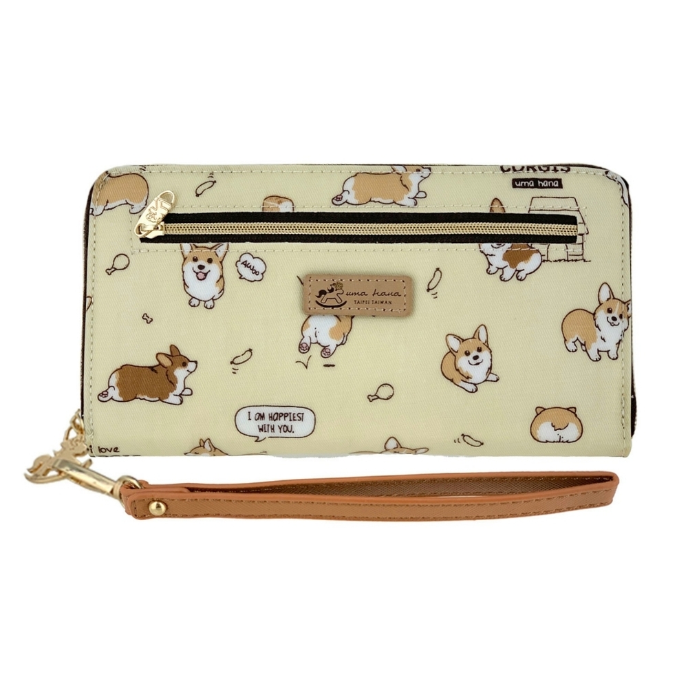 Waterproof Corgi Zipper Wristlet Long Wallet